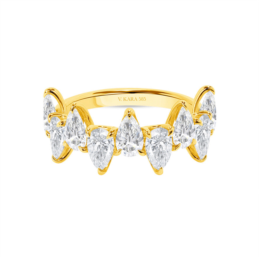 alternating pear-cut diamond half eternity ring vardui kara