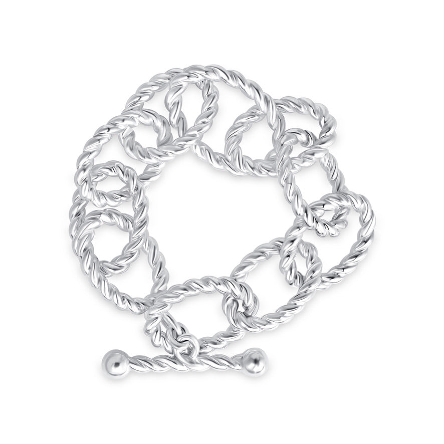 Chunky Rope Link Toggle Bracelet in Sterling Silver
