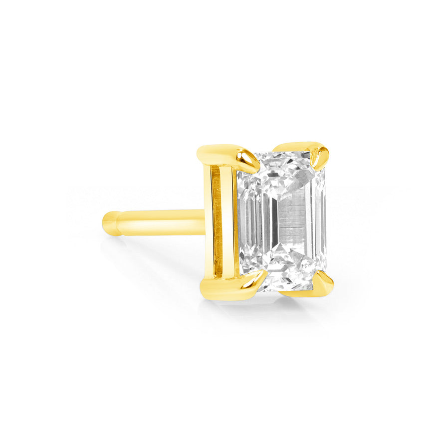 emerald cut diamond stud earring 0.50 carat vardui kara