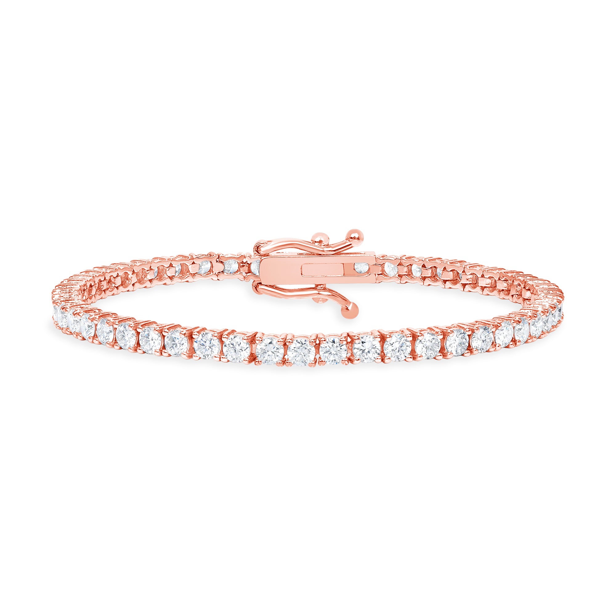 perfect diamond tennis bracelet 3 carats 14k rose gold