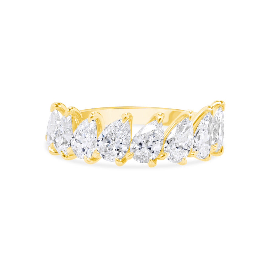 tilted pear cut diamond half eternity ring