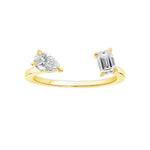 mixed diamond cuff ring pear cut emerald cut vardui kara jewelry
