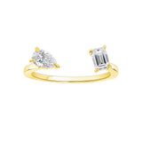mixed diamond cuff ring pear cut emerald cut vardui kara jewelry