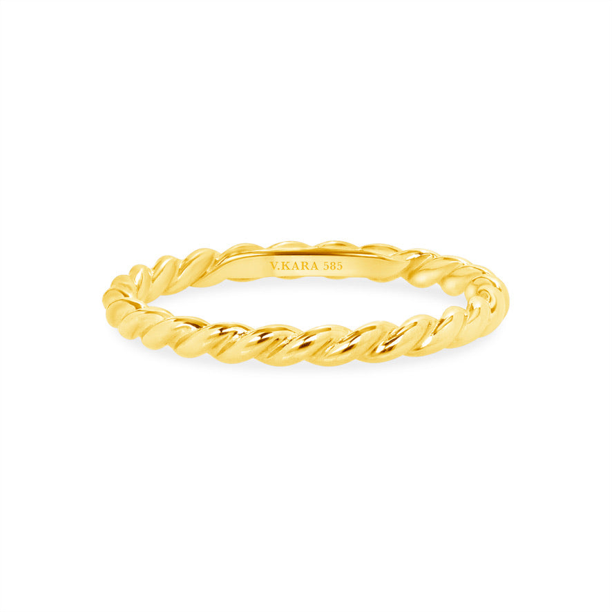 gold rope ring 2mm 14k gold vardui kara