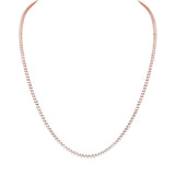 three prong diamond tennis necklace 14k rose gold