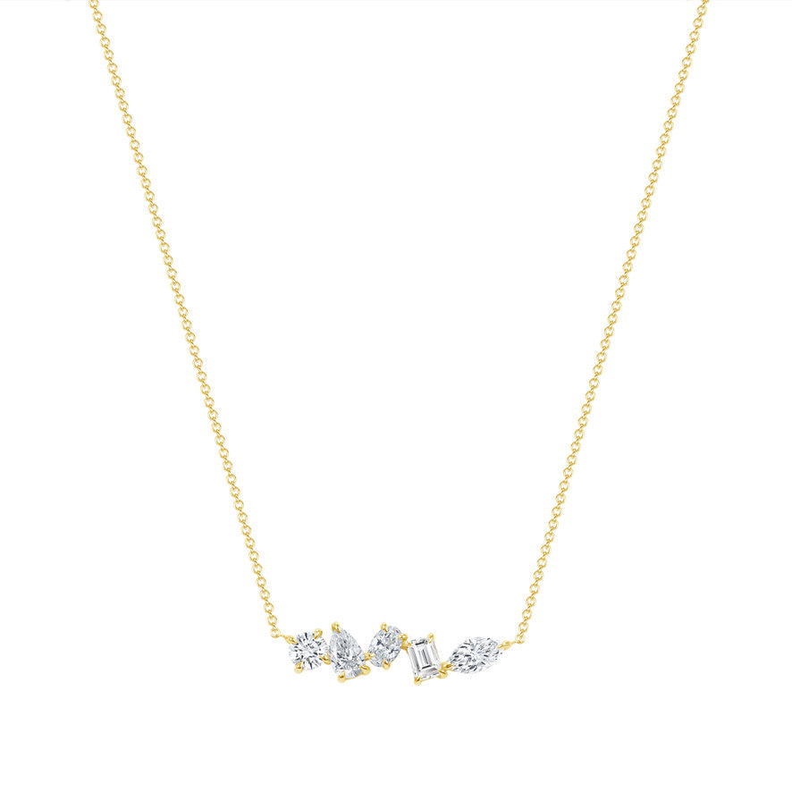 multi shape lab grown diamond necklace 14k gold