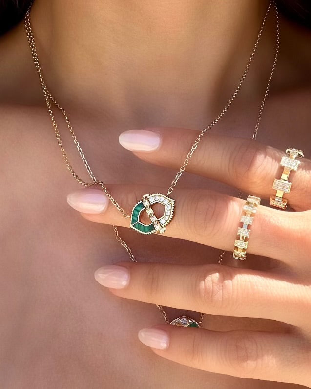 fortress bastion necklace with malachite and diamonds 18k gold vardui kara