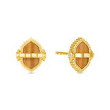 Sweet Bastion Stud Earrings with Tiger's Eye in 18K Gold