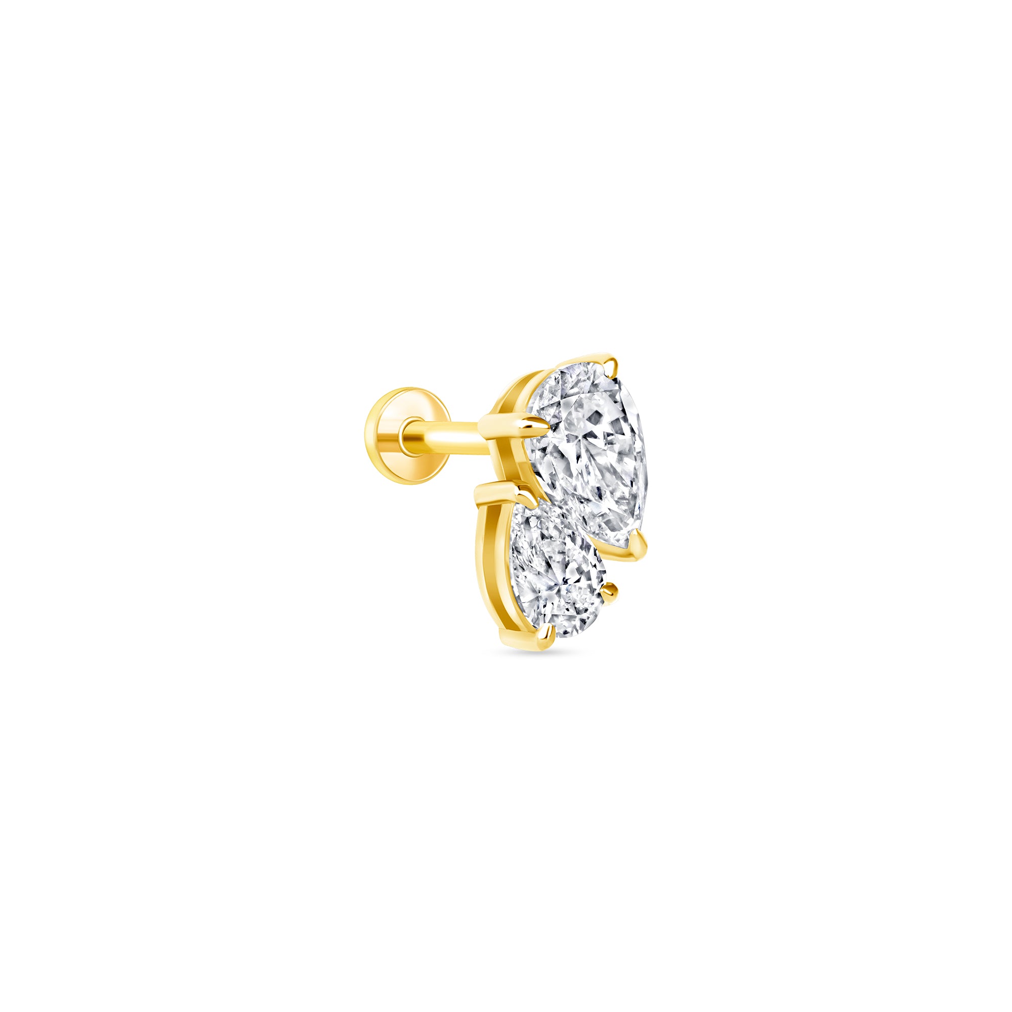 duet toi et moi pear diamond stud earring