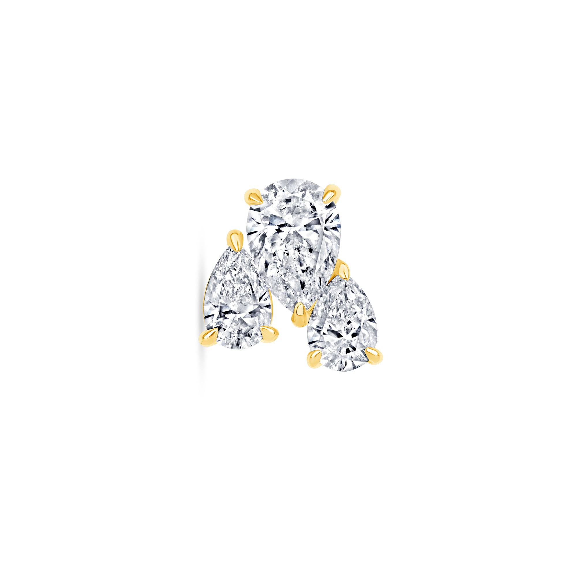 three pear diamond cluster stud earring