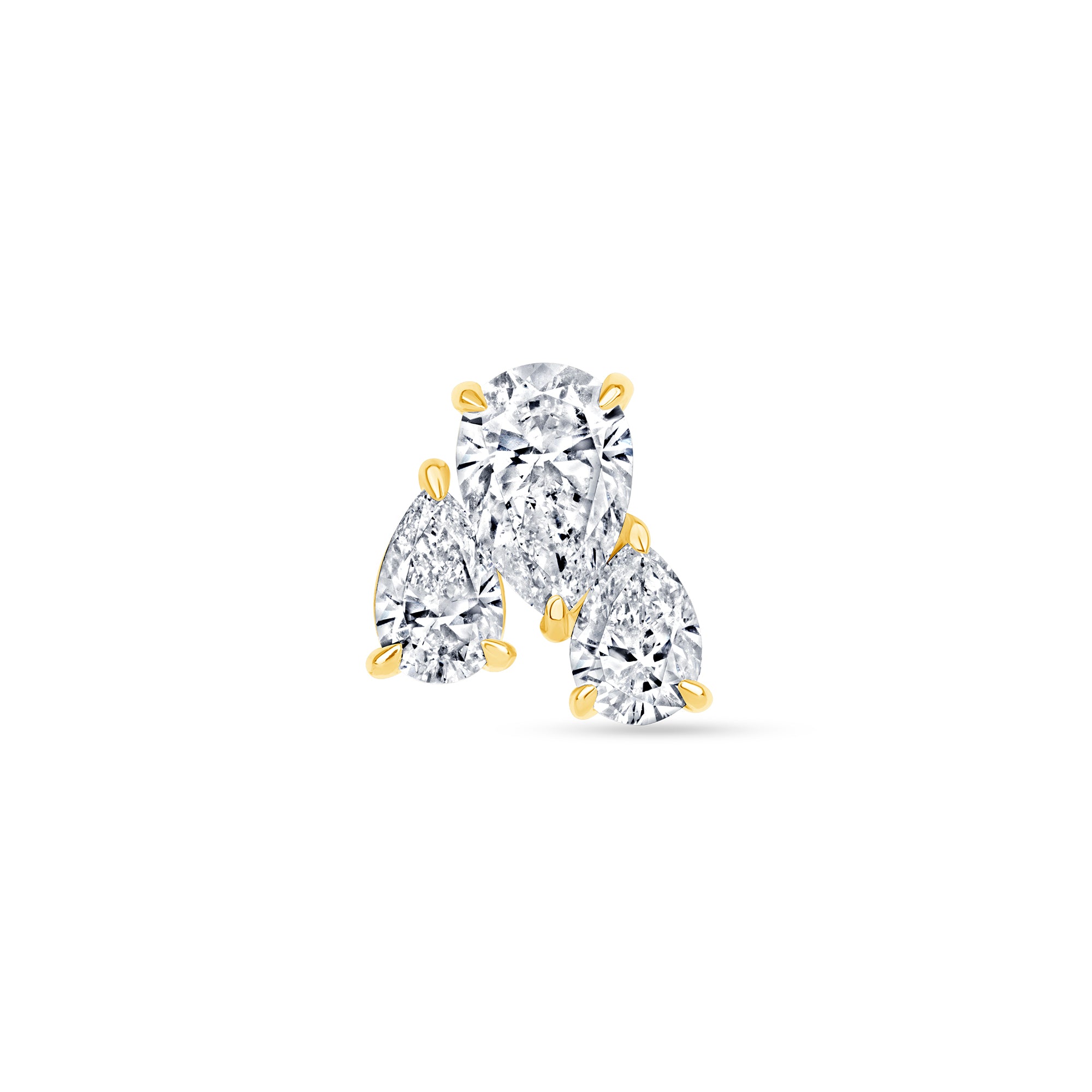 three pear diamond cluster stud earring