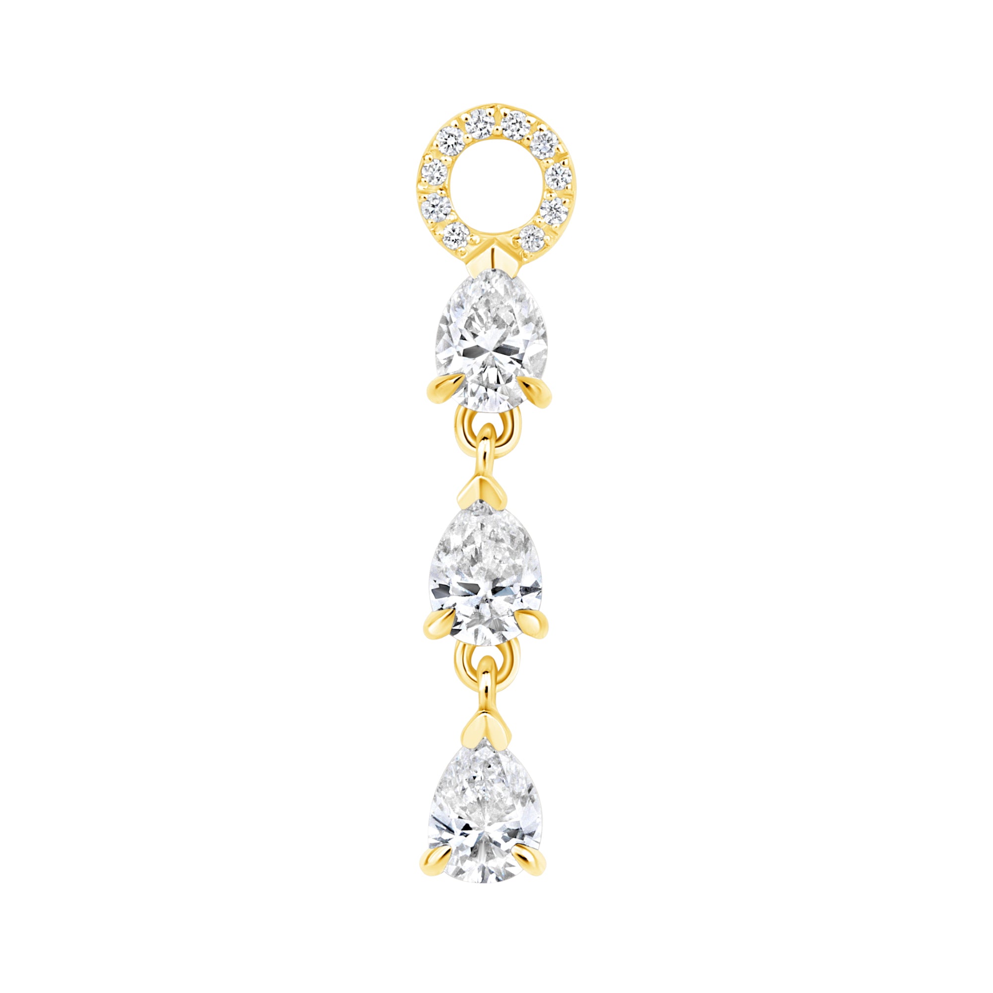 triple pear diamond earring charm 14k gold vardui kara
