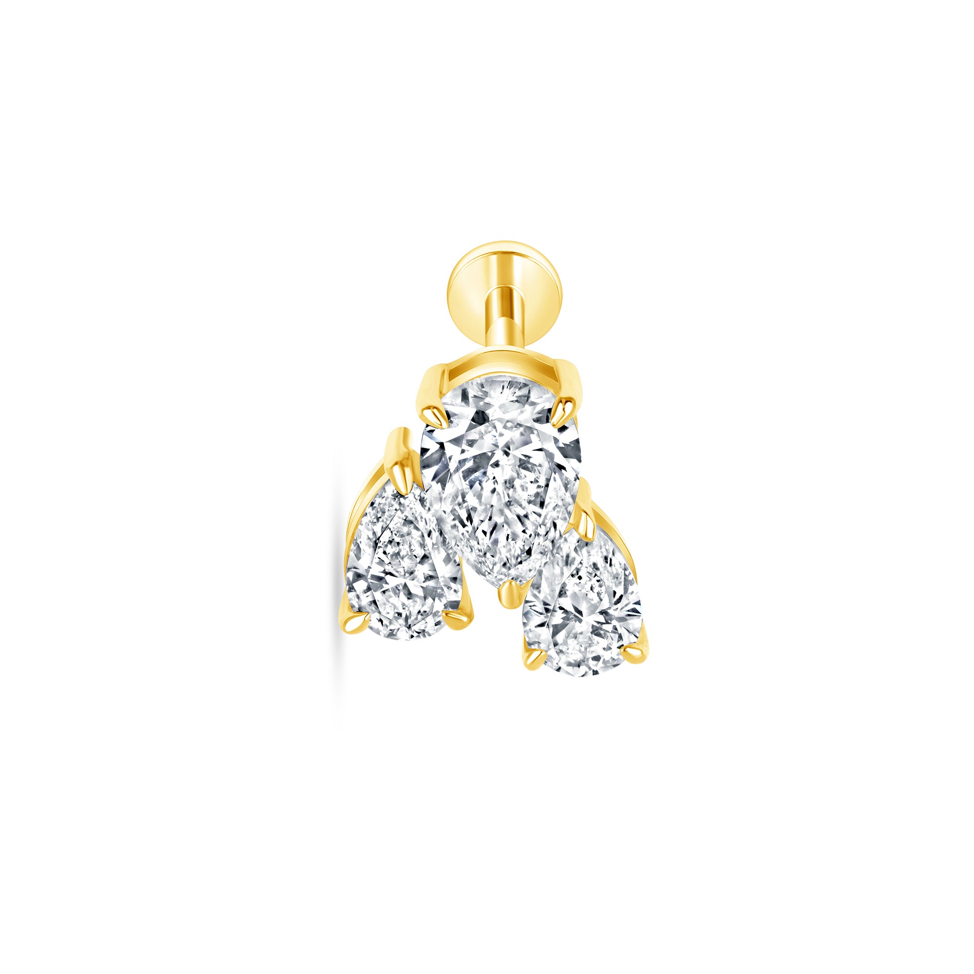 three pear diamond cluster stud earring