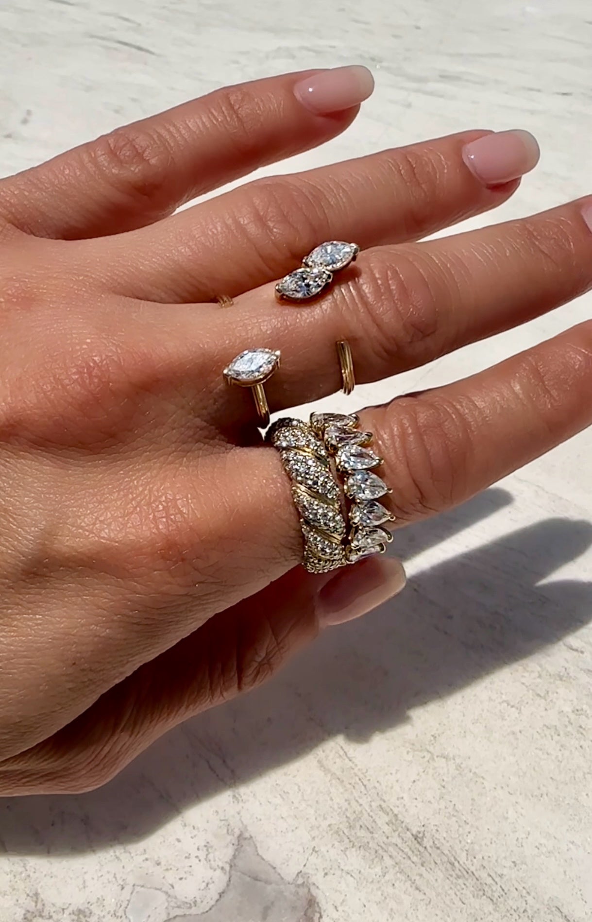 Triad Marquise Diamond Cuff Ring