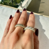 14k gold chunky diamond rope ring