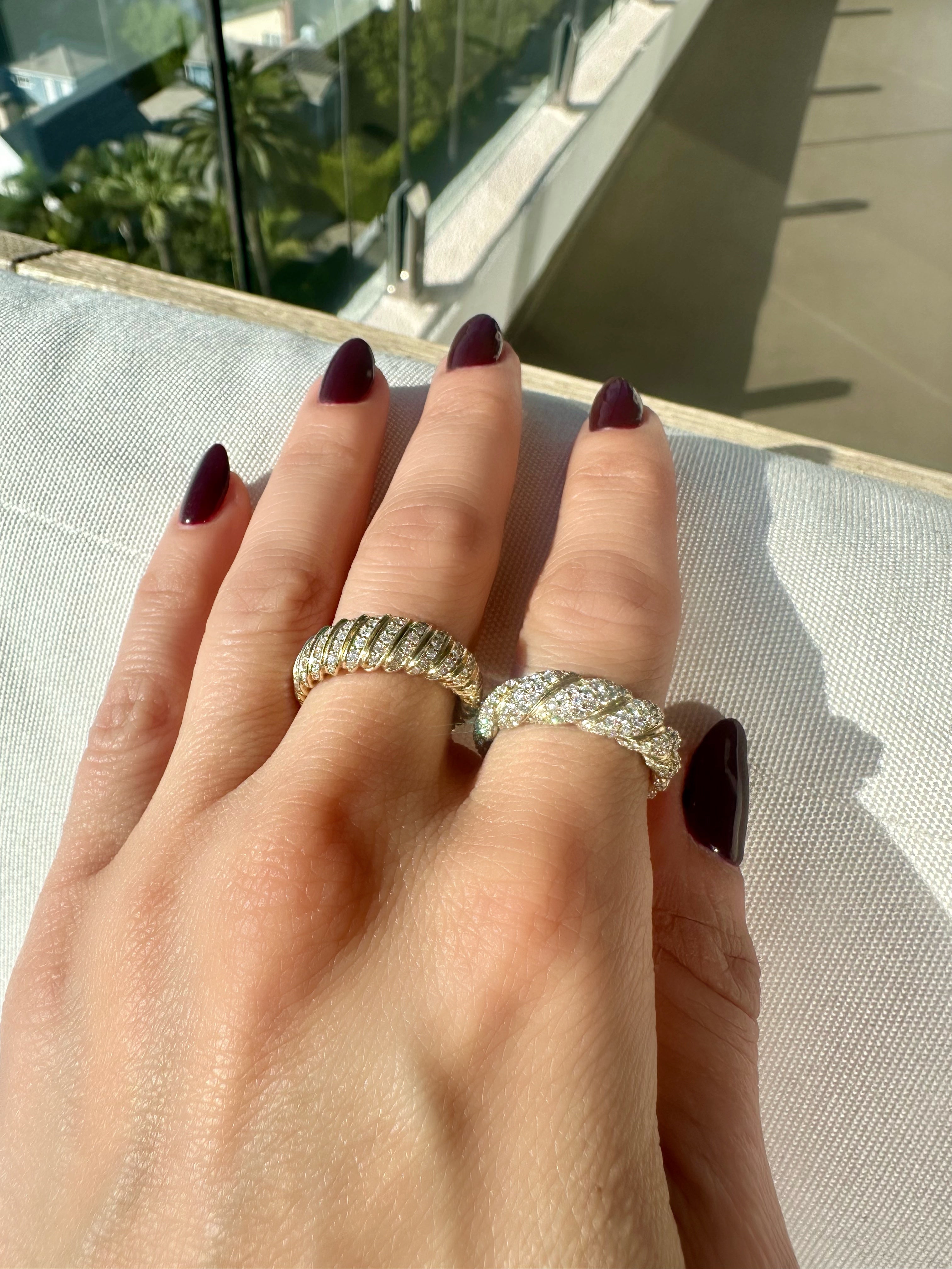 14k gold chunky diamond rope ring