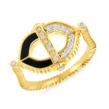 Bastion Ring with Diamonds and Onyx in 18K Gold