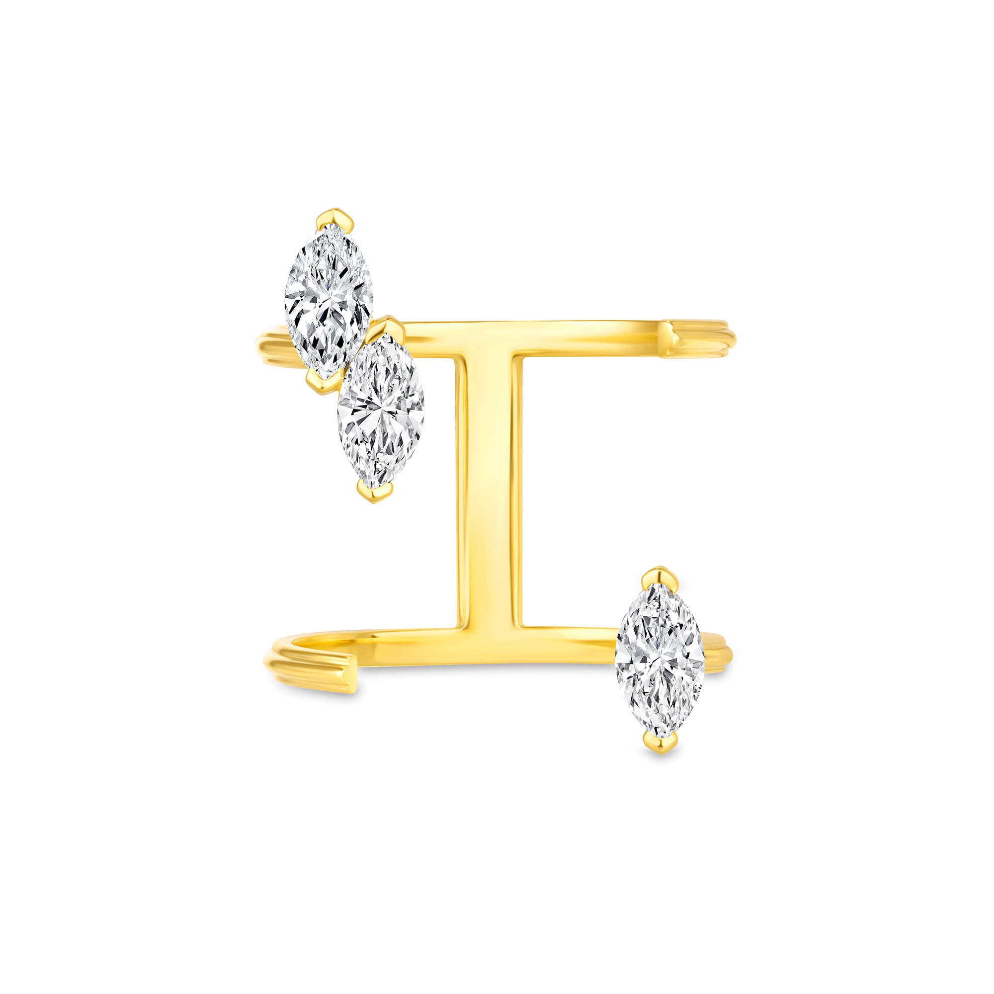 Triad Marquise Diamond Cuff Ring