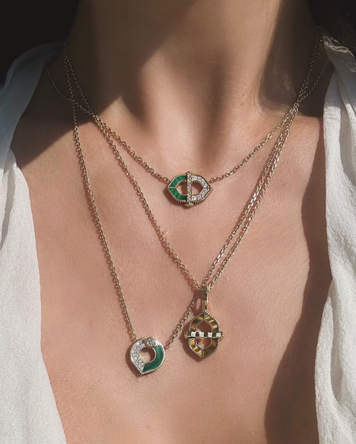 18k gold fortress necklaces with gemstones vardui kara jewelry
