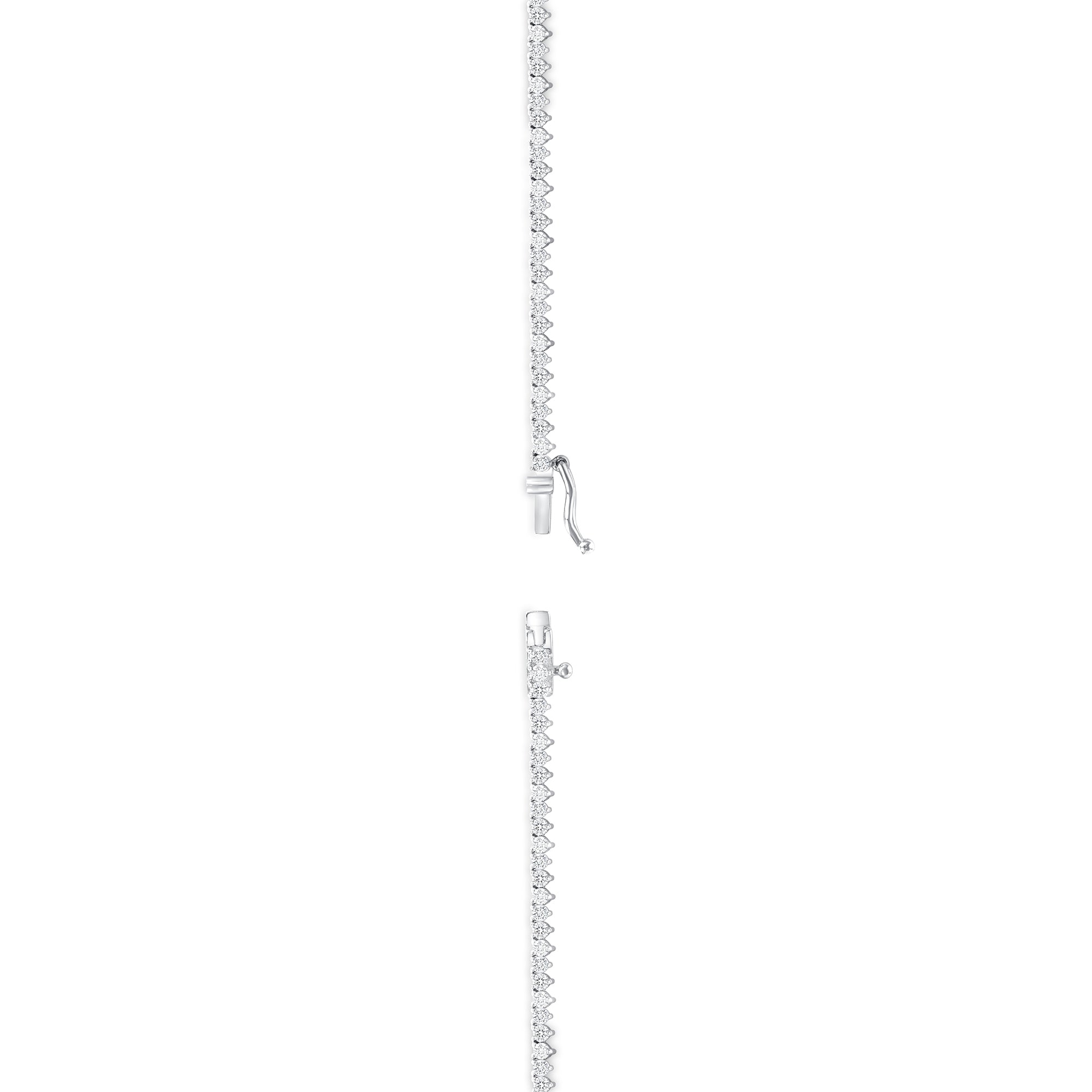 three prong tennis necklace 14k white gold