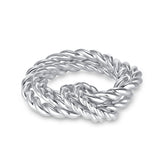 Linked Rolling Rope Rings Silver