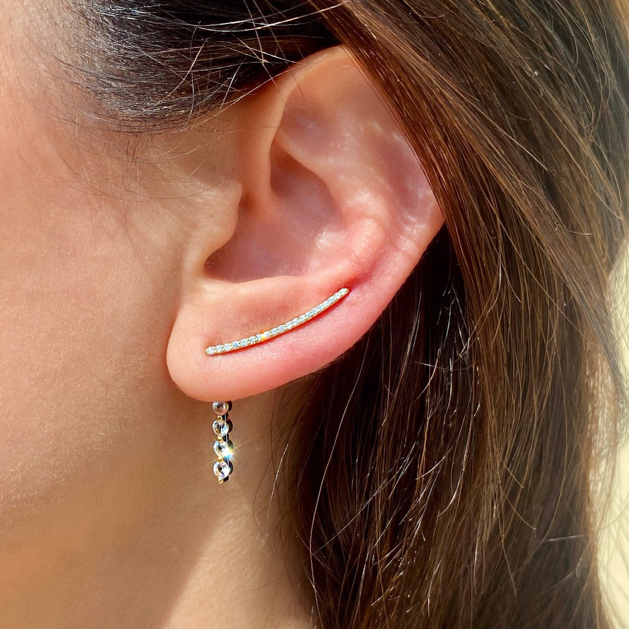 Gold Diamond Ear Climber
