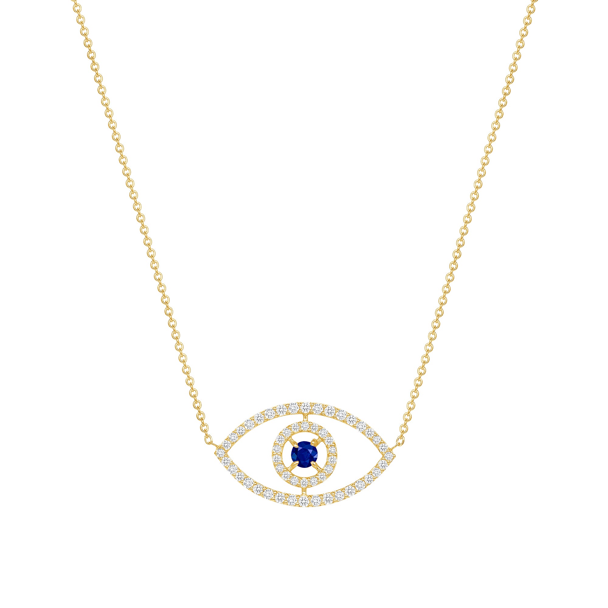 diamond evil eye necklace with blue sapphire 14 karat gold vardui kara