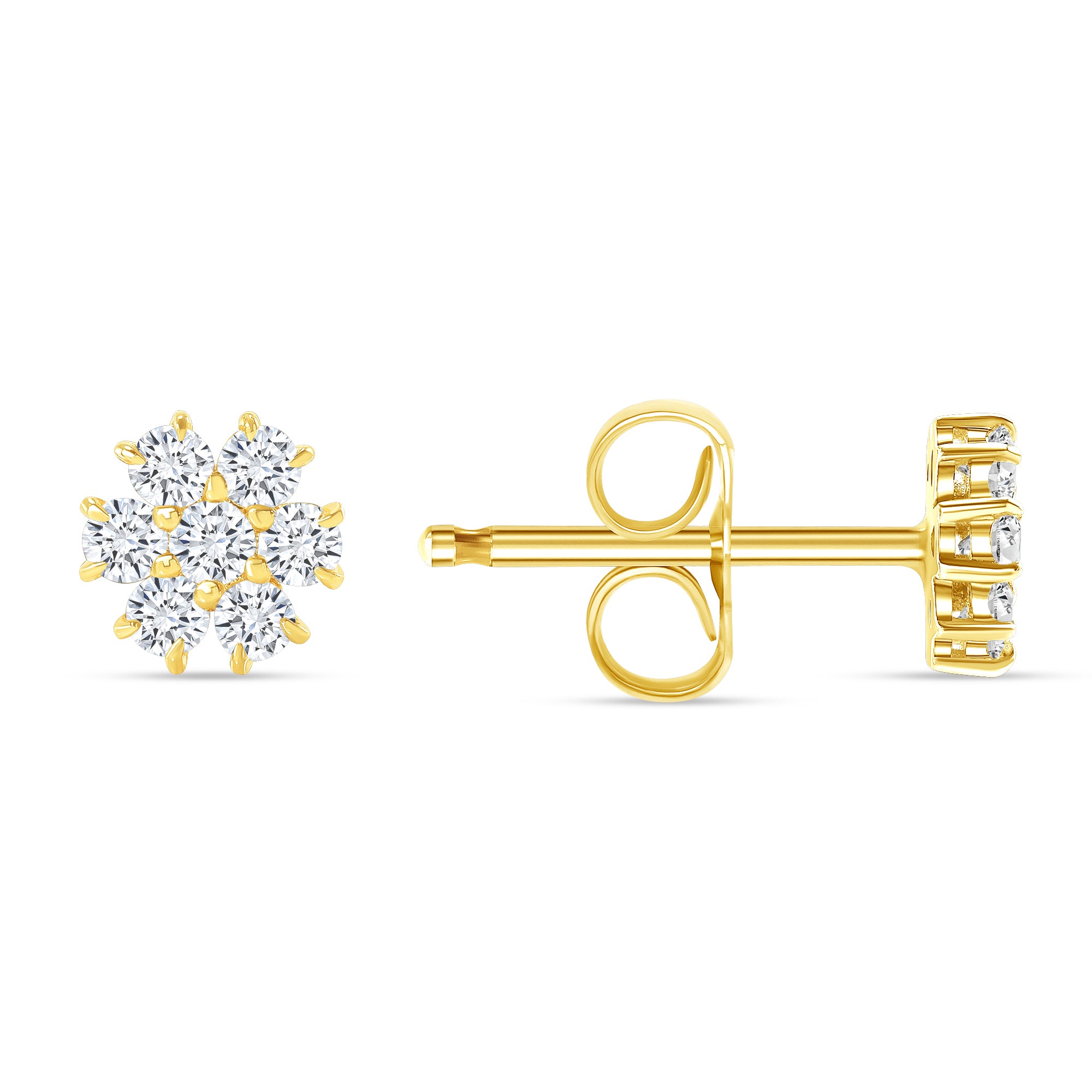 diamond flower stud earring in 14 karat gold vardui kara