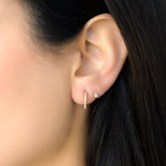 diamond hoop cuff earring with pear cut stud