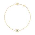 Petite Diamond Evil Eye Necklace with Emerald
