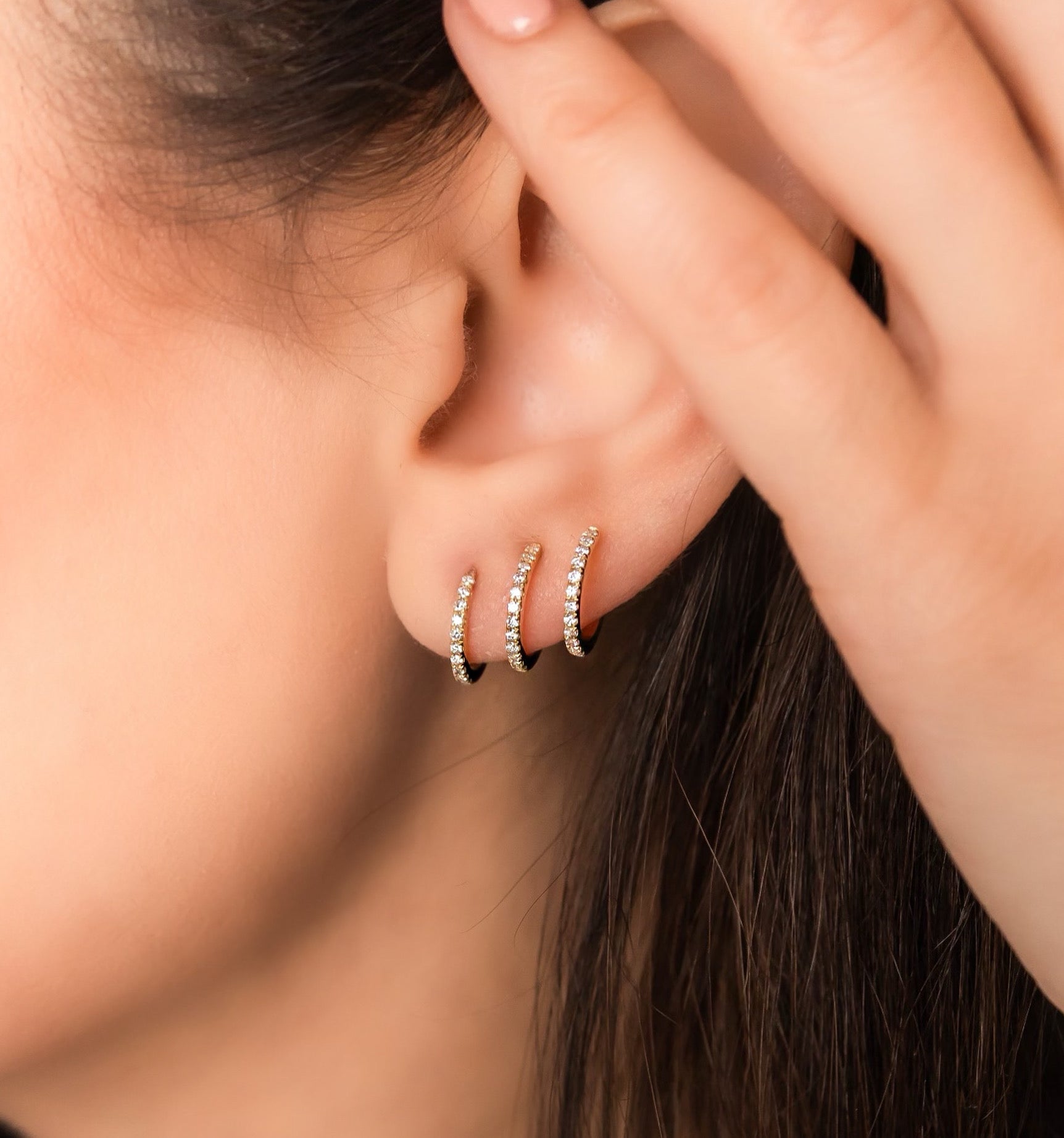 triple diamond hoop cuff earring vardui kara