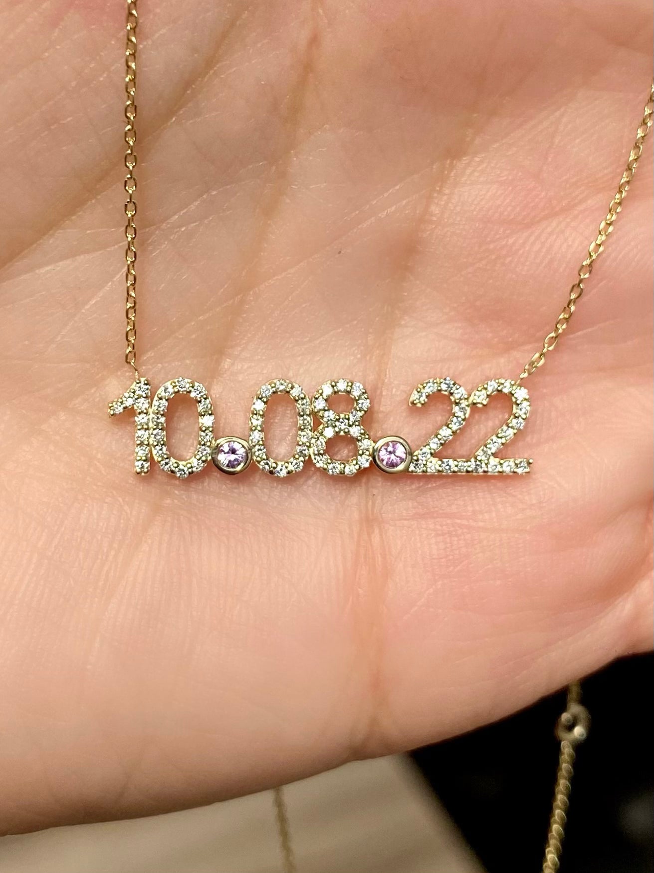 diamond custom date date necklace with birthstone vardui kara