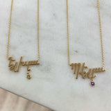 armenian name necklace with birthstone 14 karat gold vardui kara