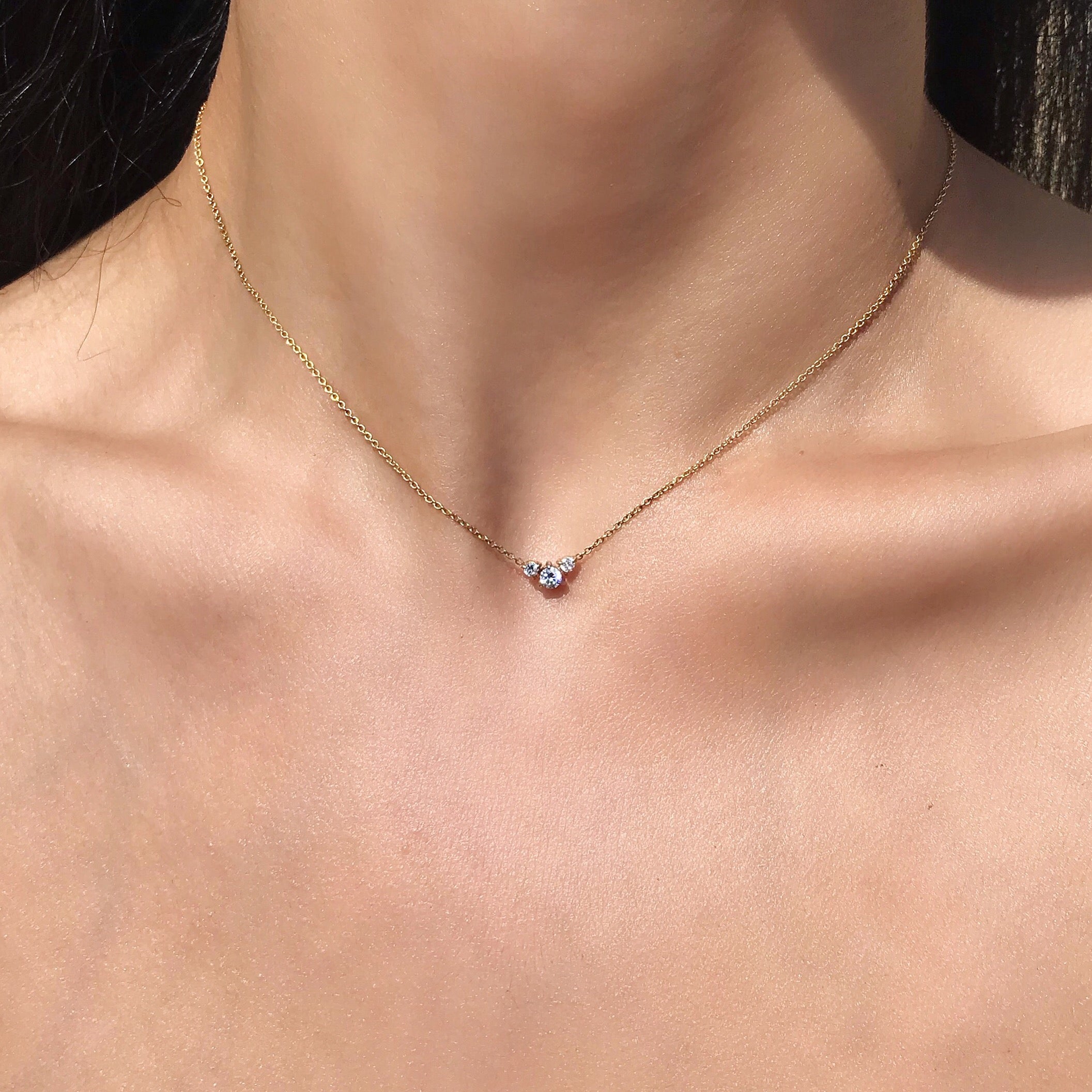 3 stone diamond necklace white gold