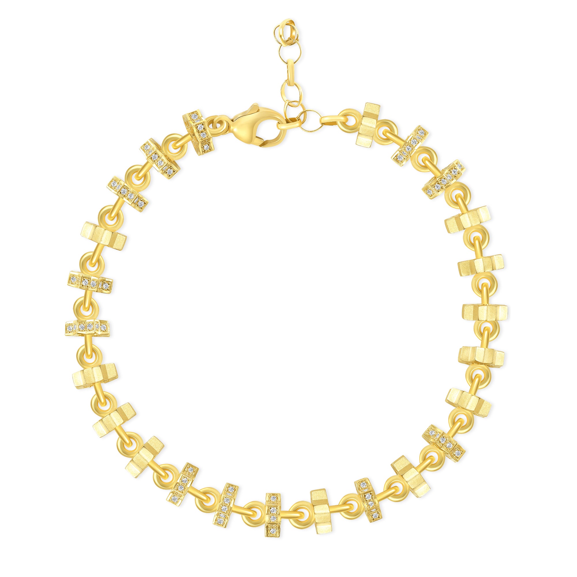 Fortress Peak Omni Bracelet in 18 Karat Gold with Diamonds