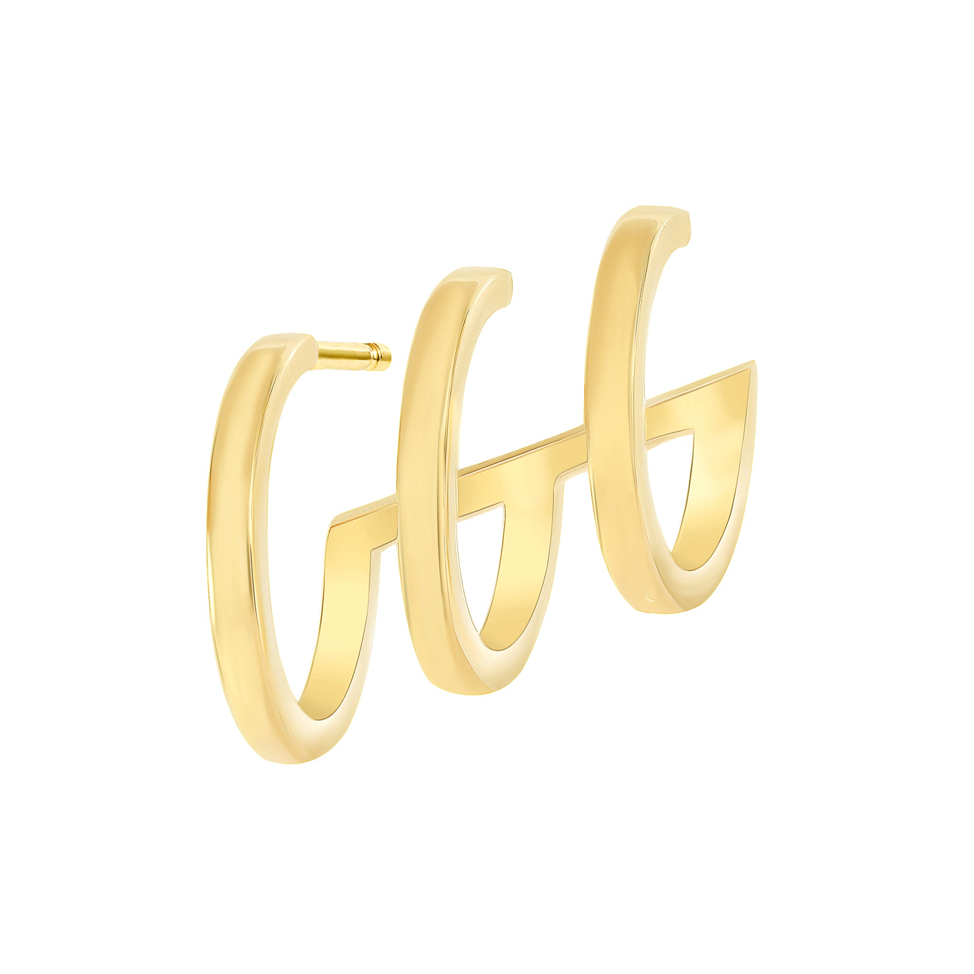 14k gold triple hoop earrings