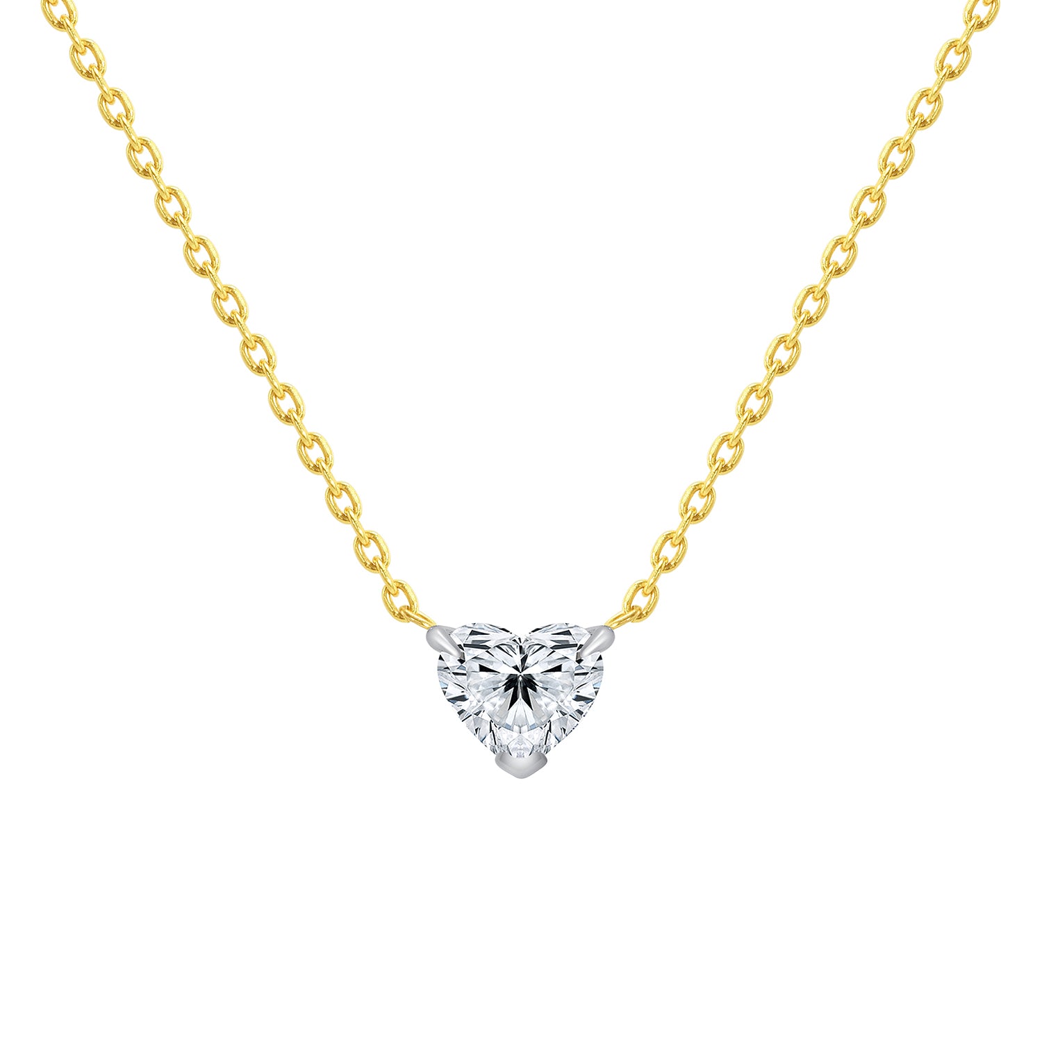 heart shaped diamond necklace 0.30 carats 14 karat gold