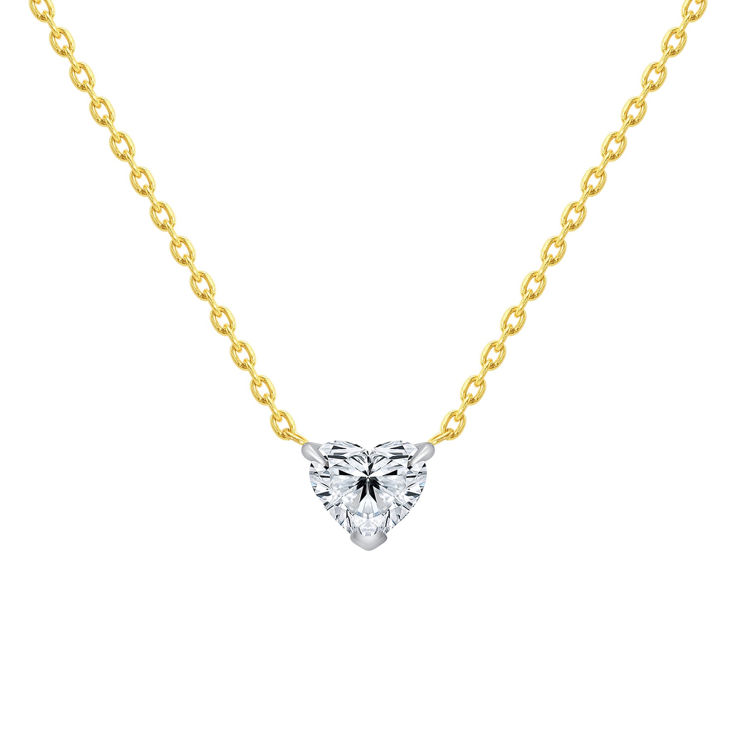 heart shaped diamond necklace 0.30 carats 14 karat gold