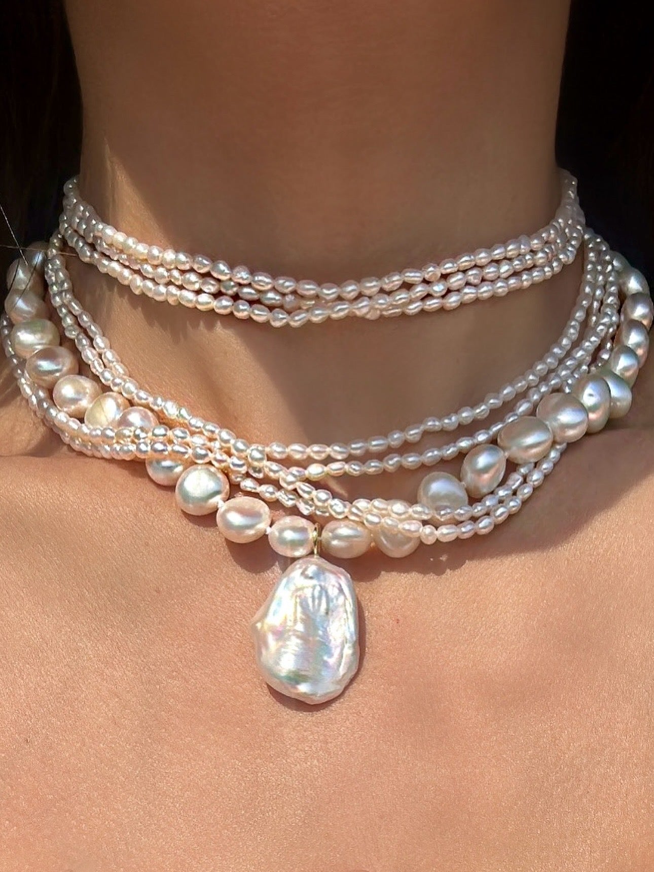 layered baroque pearl necklace, bridal jewelry