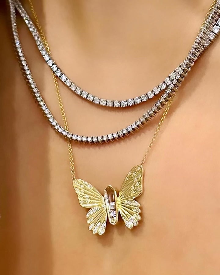 butterfly necklace with crystal quartz diamond shaker vardui kara