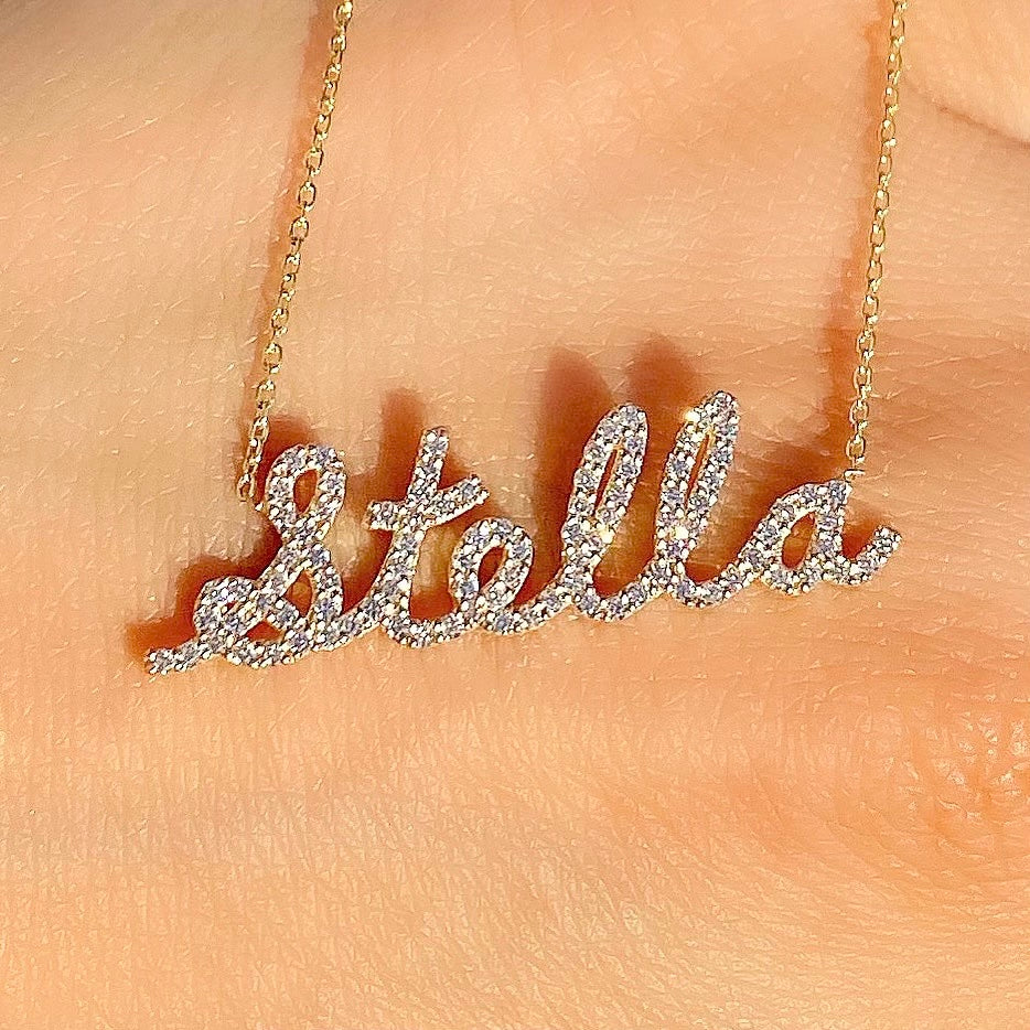 diamond name necklace stella