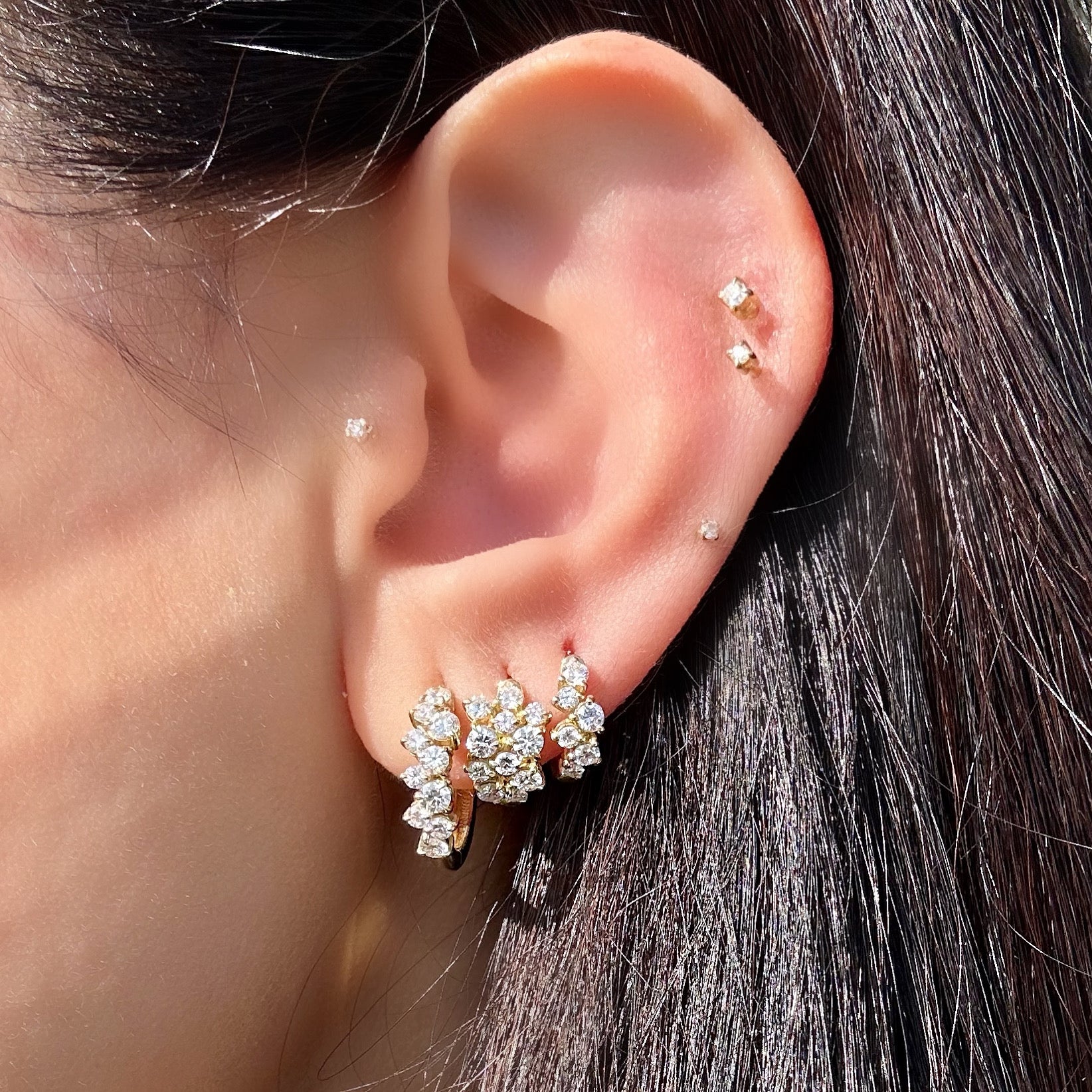 12.5mm Cluster Diamond Huggie Earring