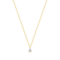 pear shape lab grown diamond solitaire necklace 0.25 ct 14k gold