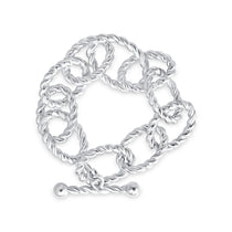 Chunky Rope Link Toggle Bracelet in Sterling Silver