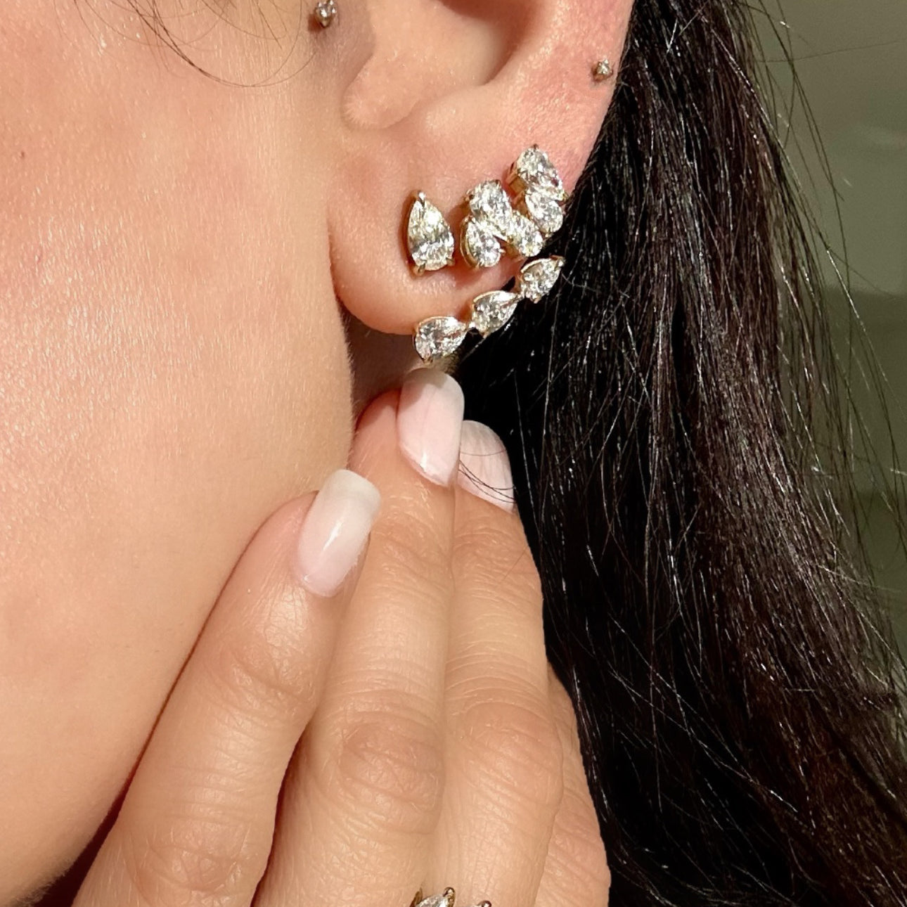 graduated pear diamond earring add on