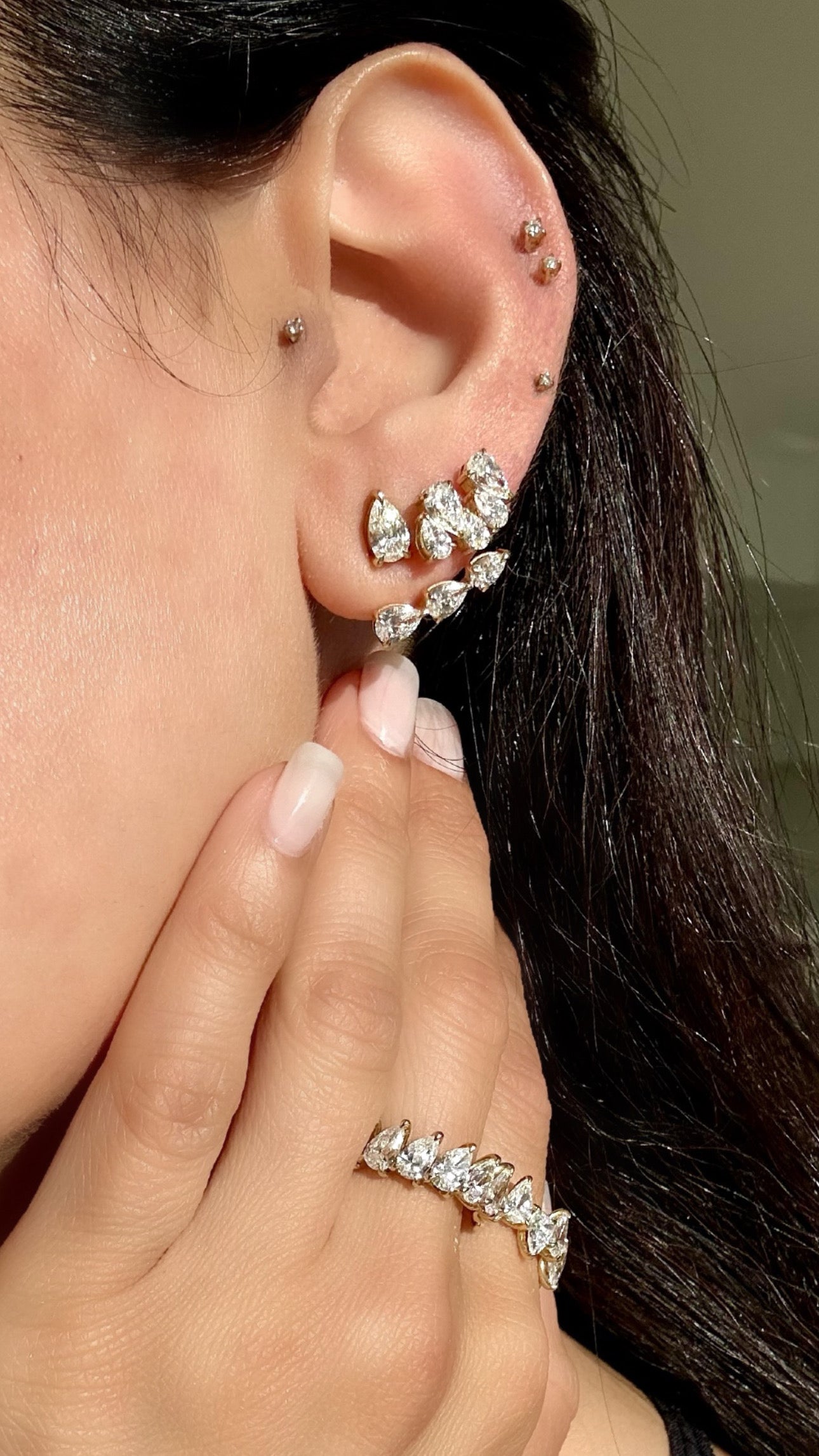 graduated pear diamond earring add on