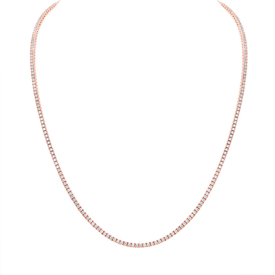 petite diamond tennis necklace 14k rose gold
