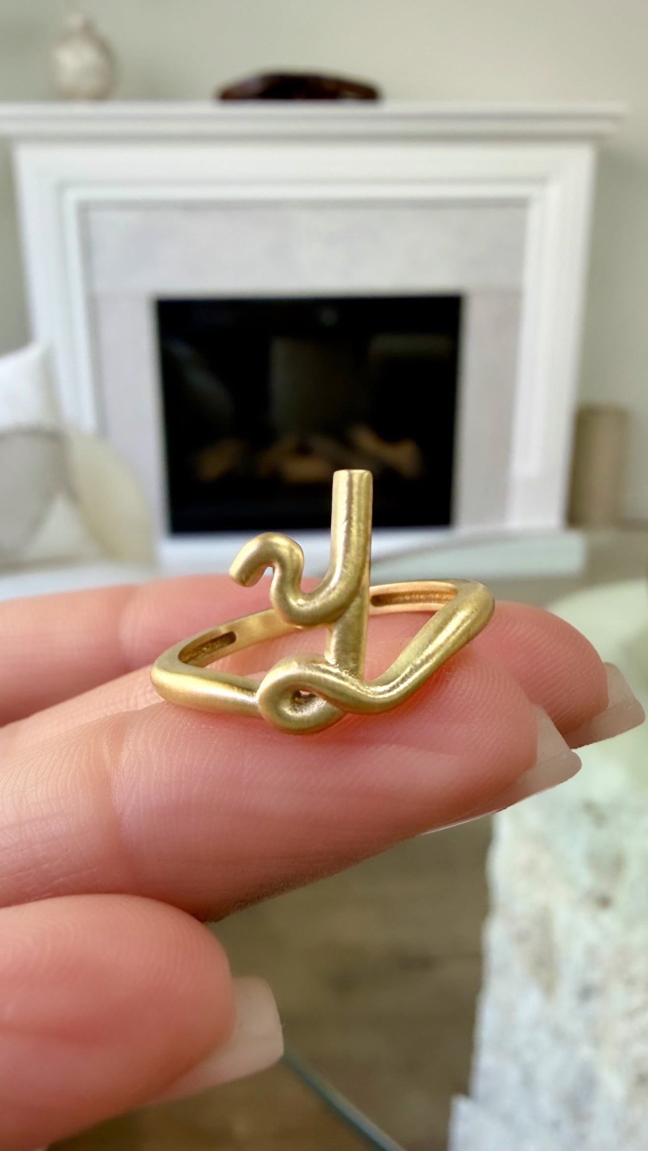 gold armenian initial ring vardui kara