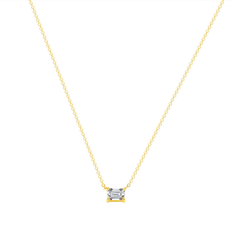 emerald cut lab grown diamond solitaire necklace 0.50 carat