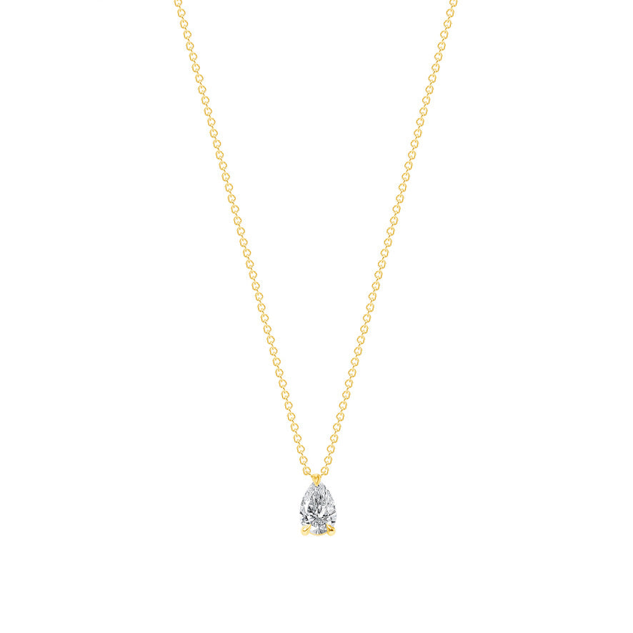 pear shape lab grown diamond solitaire necklace 0.50 ct 14k gold